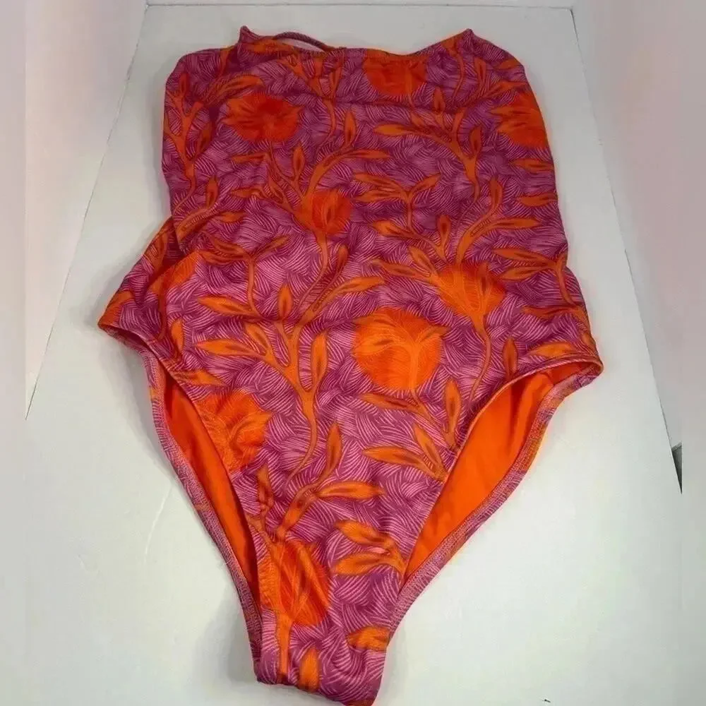 Liberty & Justice Womens Swimsuit pink orange‎ tropical beach pool Vacation